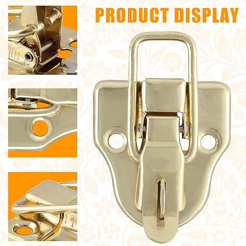 Miniatura 5 de Zorfeter 8 piezas de cierre de cerrojo de pico de pato estilo retro dorado pestillo de palanca con agujero para candado para caja de joyería,