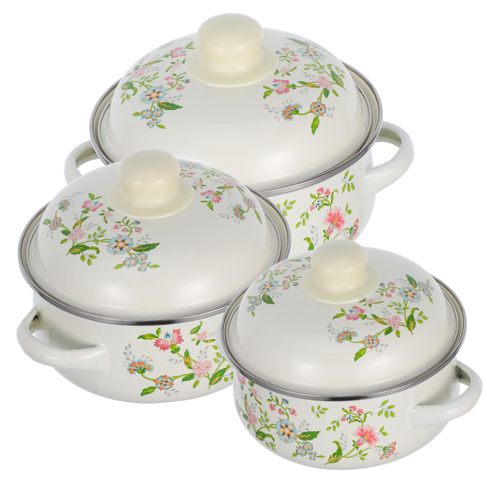Mini casseroles émaillées POPETPOP avec couvercle set de 3 petites marmites rétro