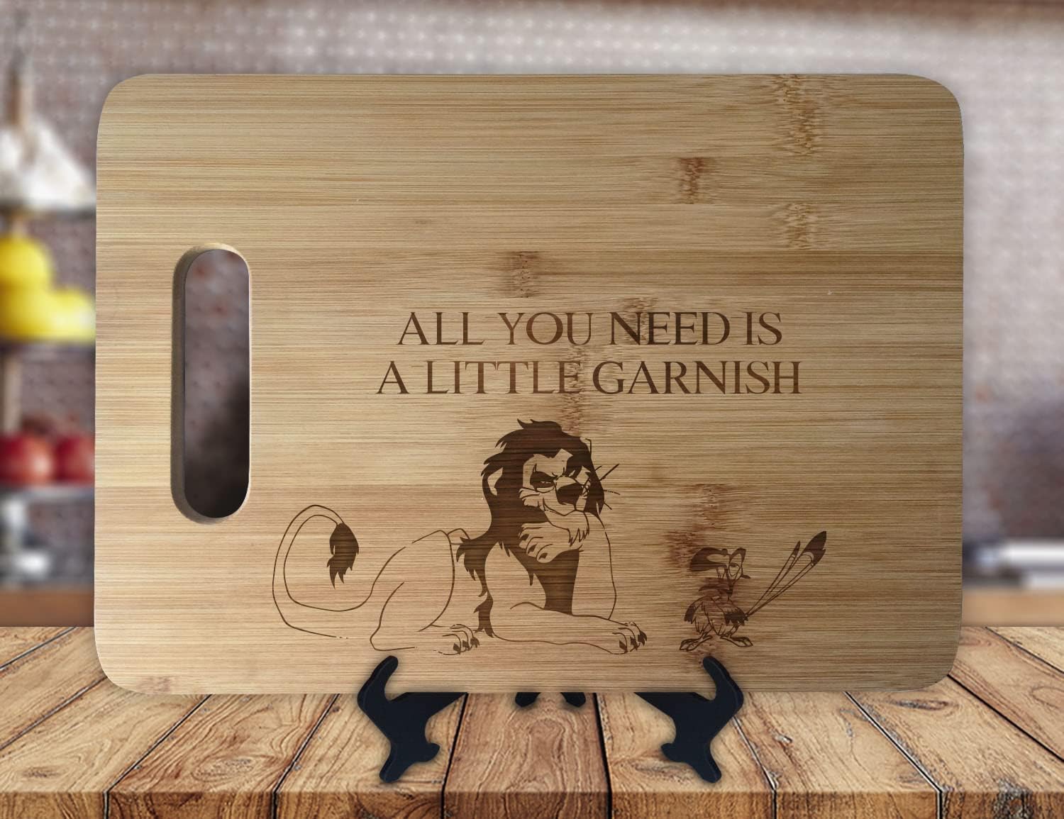 Lion King Scar and Zazu Cutting Board Chef Cooks Anniversary Wedding Christmas Gift Personalized Cutting Board Engagement Bamboo Cutting Board Chopping Block