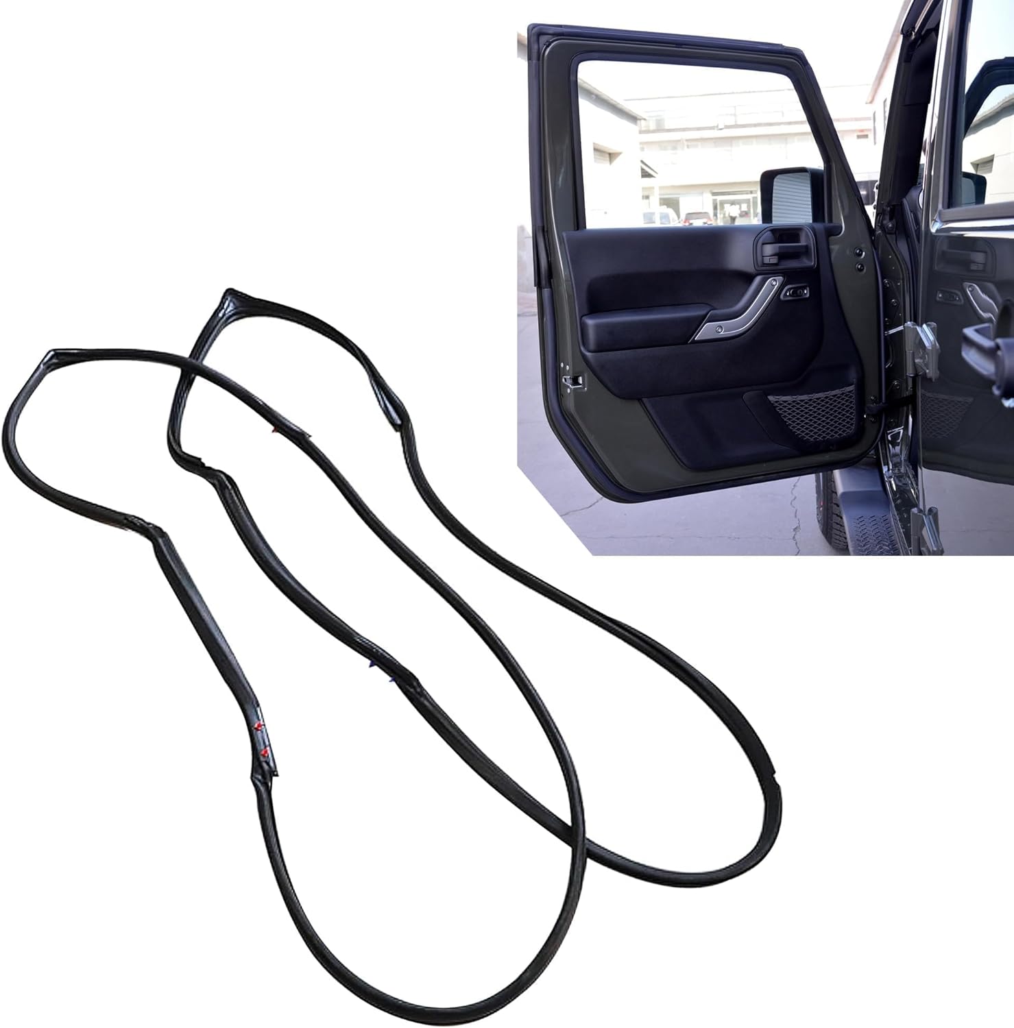 2Pcs 55395274AW Front Full Door Trim Seal Weatherstrip Left and Right Side Fit for 2007-2018 Jeep Wrangler JK 2/4 Door Models 6 Cyl 3.6L, 6 Cyl 3.8L 55395275AW (Hardtop ONLY)