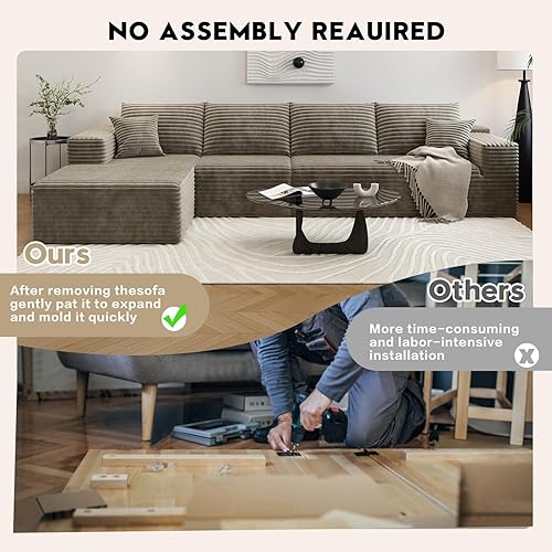 Miniatura 45 de Sofá seccional modular Cloud de 107.5 pulgadas con diván en forma de L, sofá modular moderno con asiento profundo, sofás tapizados para sala de