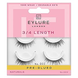 Eylure Press On Pre-Glued False Eyelashes, Light & Wispy Accent Lash, No. 003, Twin Pack