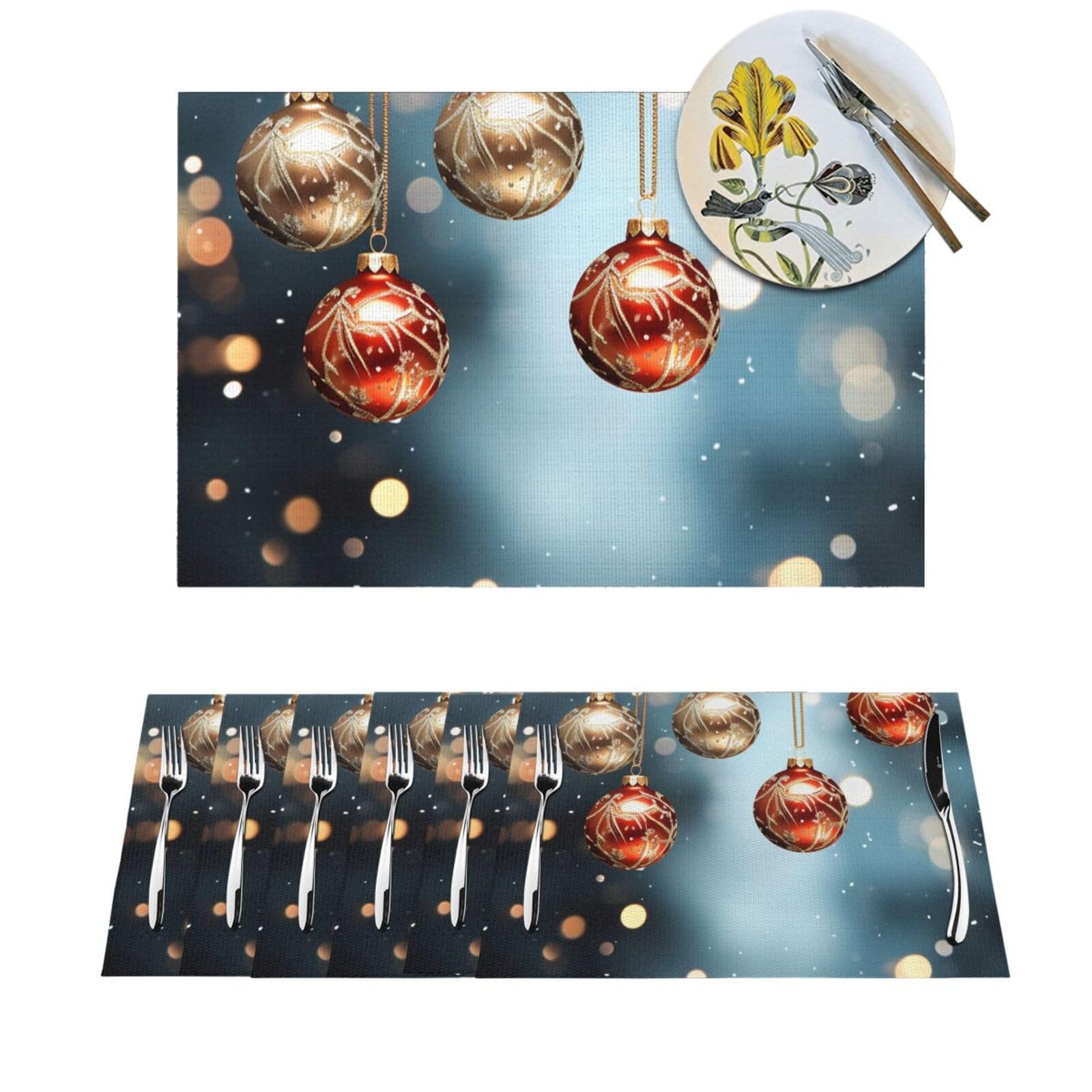 Sets de table de Noël lavables antidérapants résistants à la chaleur en PVC tissé