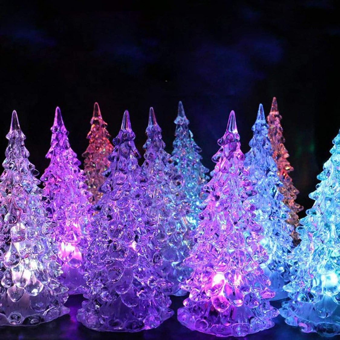 Acrylic Lighted Christmas Tree, 3pcs 16.5cm/6.5inch Color Changing Light up Christmas Tree Tabletop Decor, Crystal Christmas Tree Night Lights for Holiday Christmas Decorations image 5