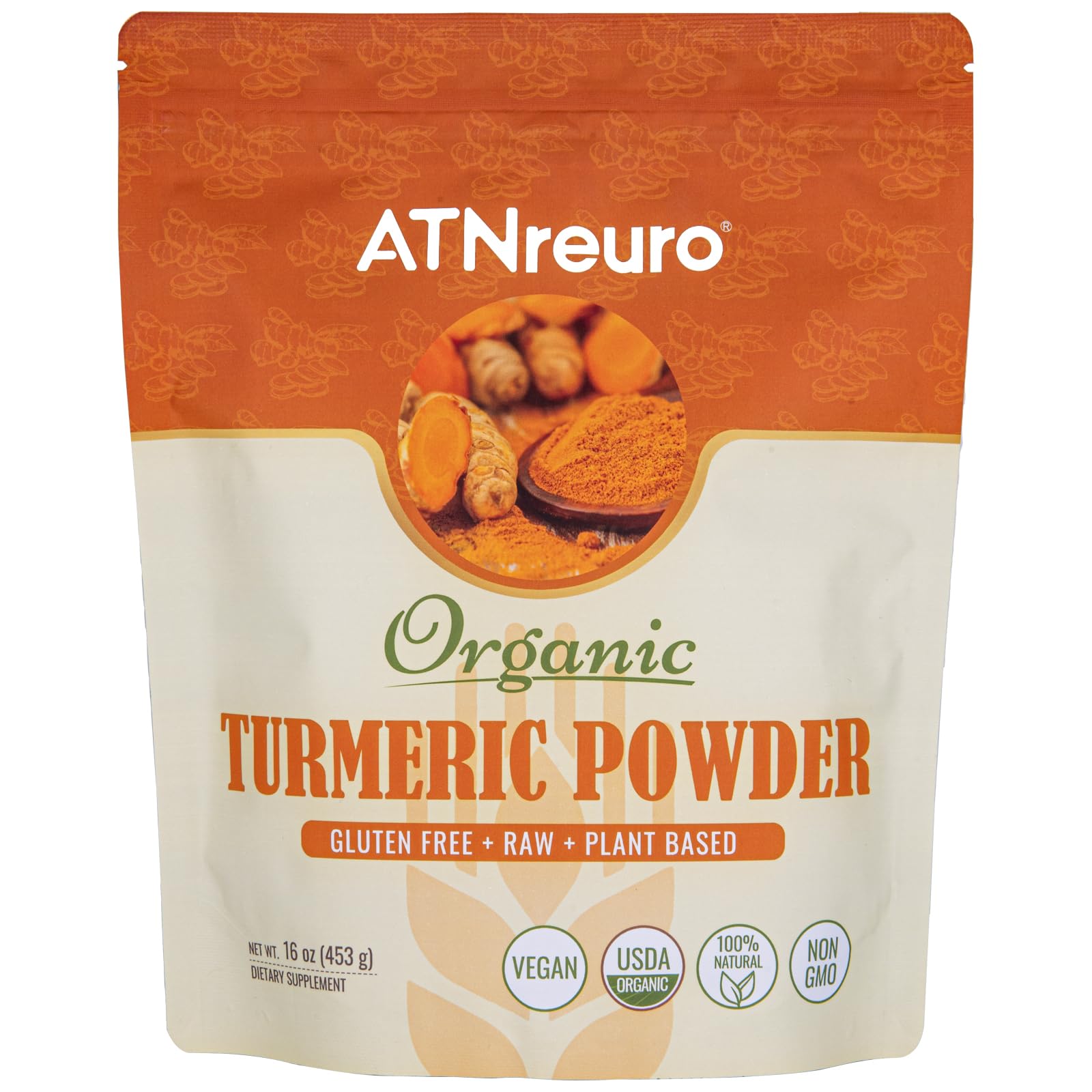 Organic Turmeric Powder - 16 oz Premium Quality, 100% Pure & Natural, Rich in Curcumin, Non-GMO, Gluten-Free, Vegan, Ideal for Cooking, Beverages and Health Support