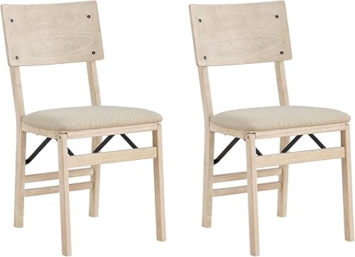 MECO Stakmore Aztec - Juego de 2 sillas plegables de madera maciza con respaldo curvado y asiento tapizado acolchado de tela, sin terminar
