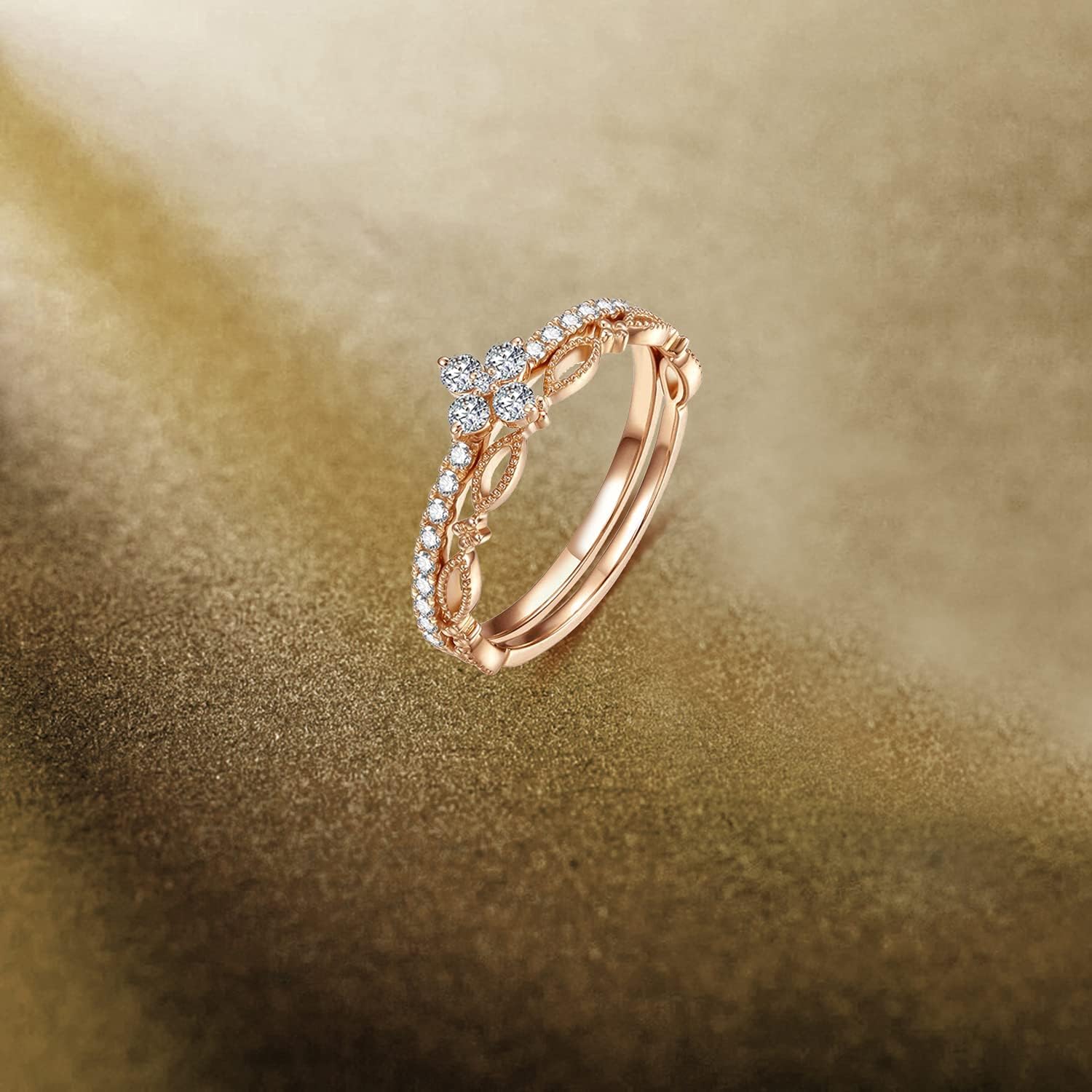 Miniatura 5 de DIYA Moissanite Engagement Ring Set 1ct Moissanite Diamond Wedding Engagement Ring Set Sterling Silver Wedding Band Bridal Set Promise Ring Jewelry