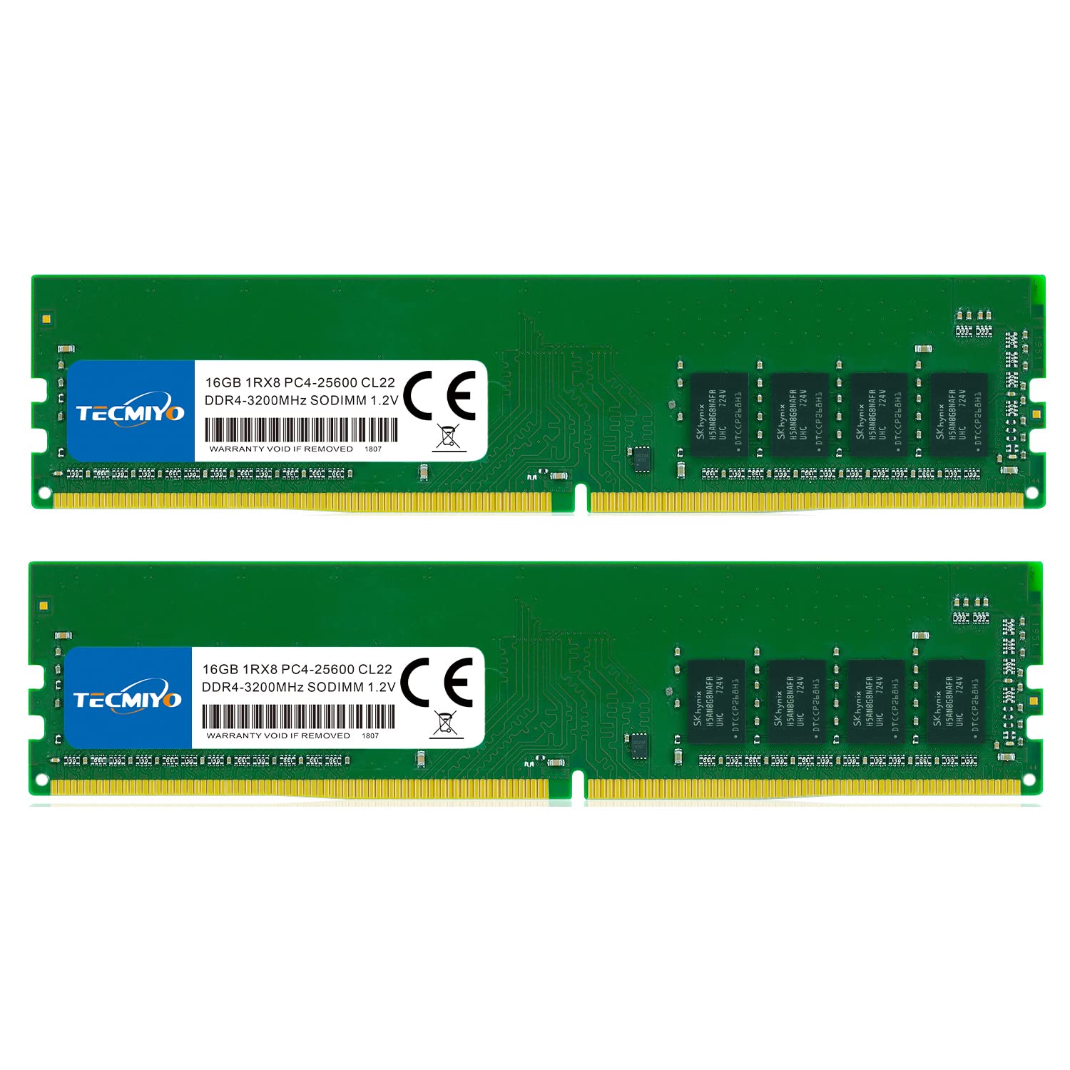 TECMIYO 32GB Kit (2X16GB) DDR4 3200MHz Udimm Ram PC4-25600 PC4-25600U 1.2V CL22 288 Pin 1RX8 Non-ECC Unbuffered Desktop Computer Memory Ram Module Upgrade