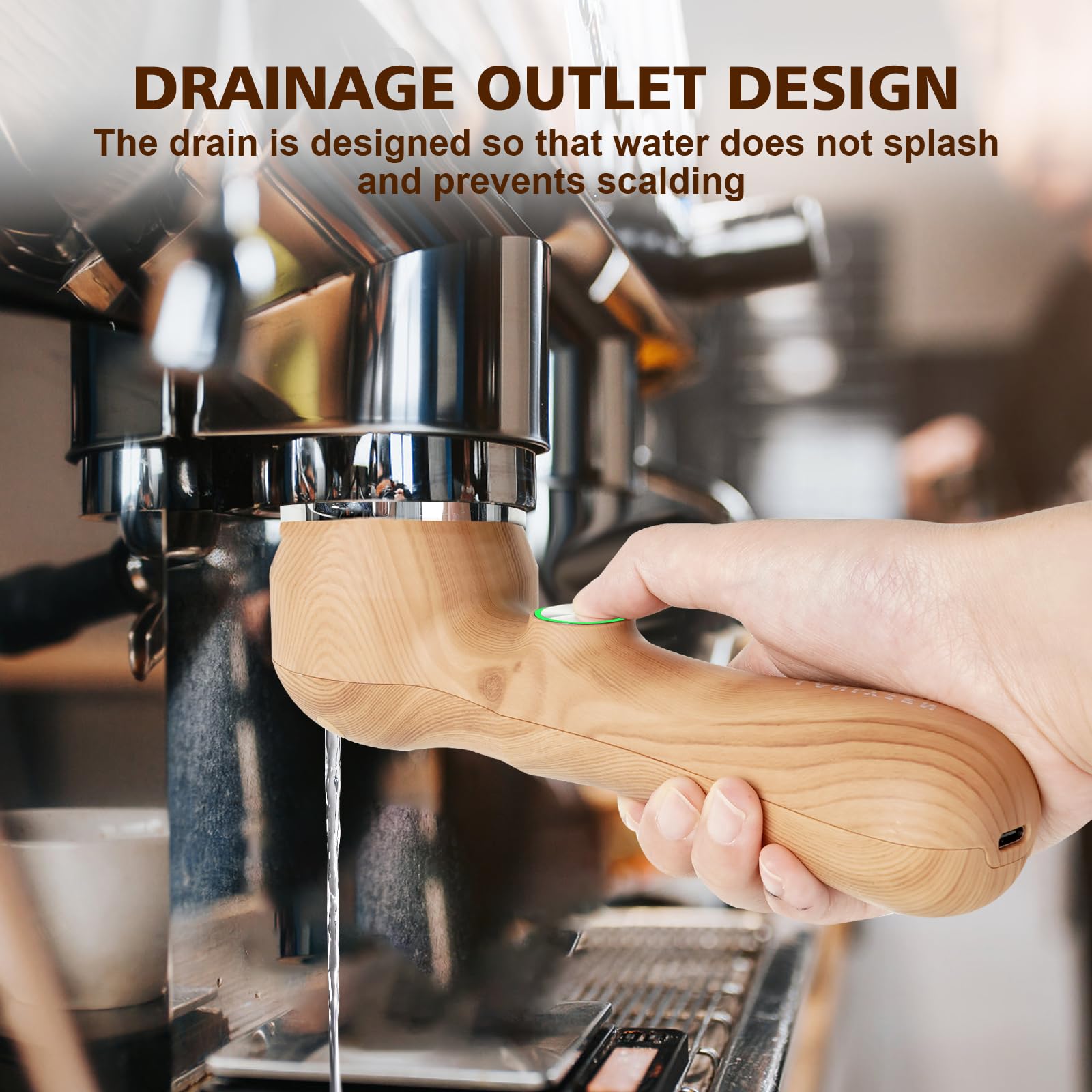 Condition photo showing New/Like New for Espresso Coffee Machine Cleaning Brush Wood grain color espresso machine electric cleaning brush 360° Totally enclosed cleaning for 3 EARS 51MM Delonghi Dedica Style Series EC680 and EC685 SMEG ECF01