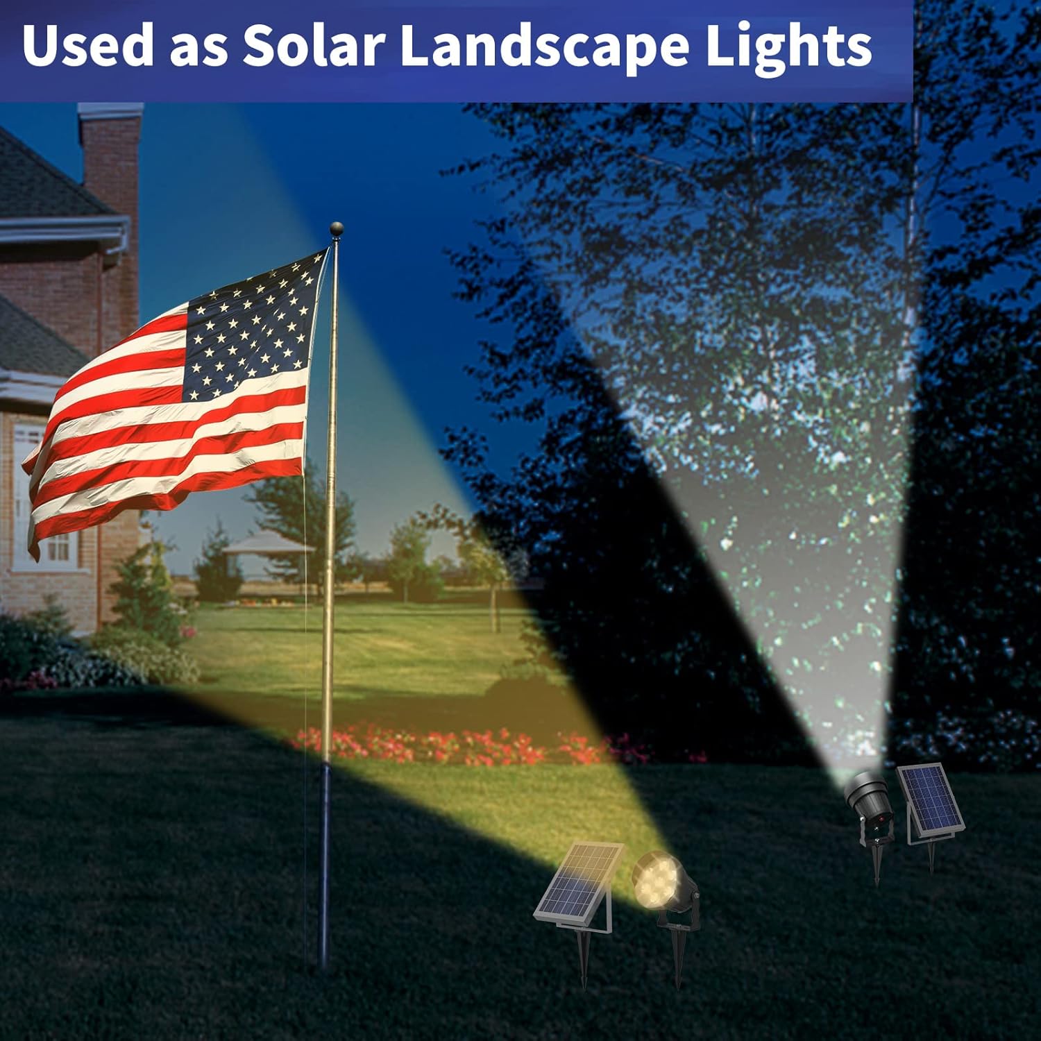 Ofuray Solar Flag Pole Light Outdoor,Dimmable Brightest Flag Pole Light Solar Powered, American Flag Coverage Led Solar Flag Pole Lights Outdoor Dusk to Dawn fit 1.5''-4'' Flagpole for House - Image 7