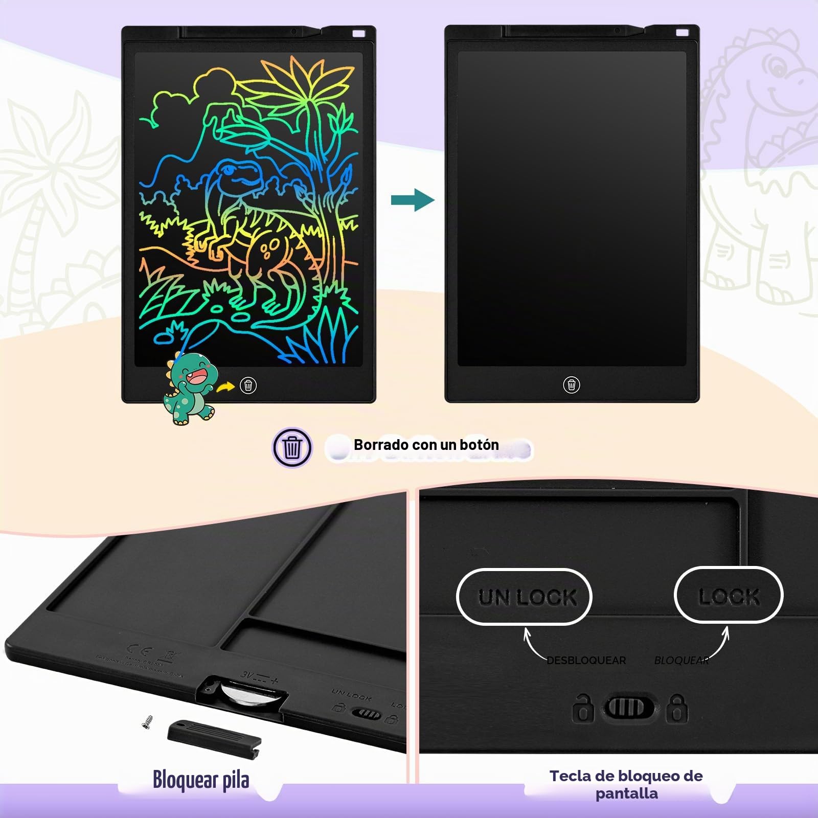 Tableta Escritura LCD Color 12'' Pizarra Magnética Infantil Cuaderno Digital Dibujo Niños Juguete Educativo Regalo
