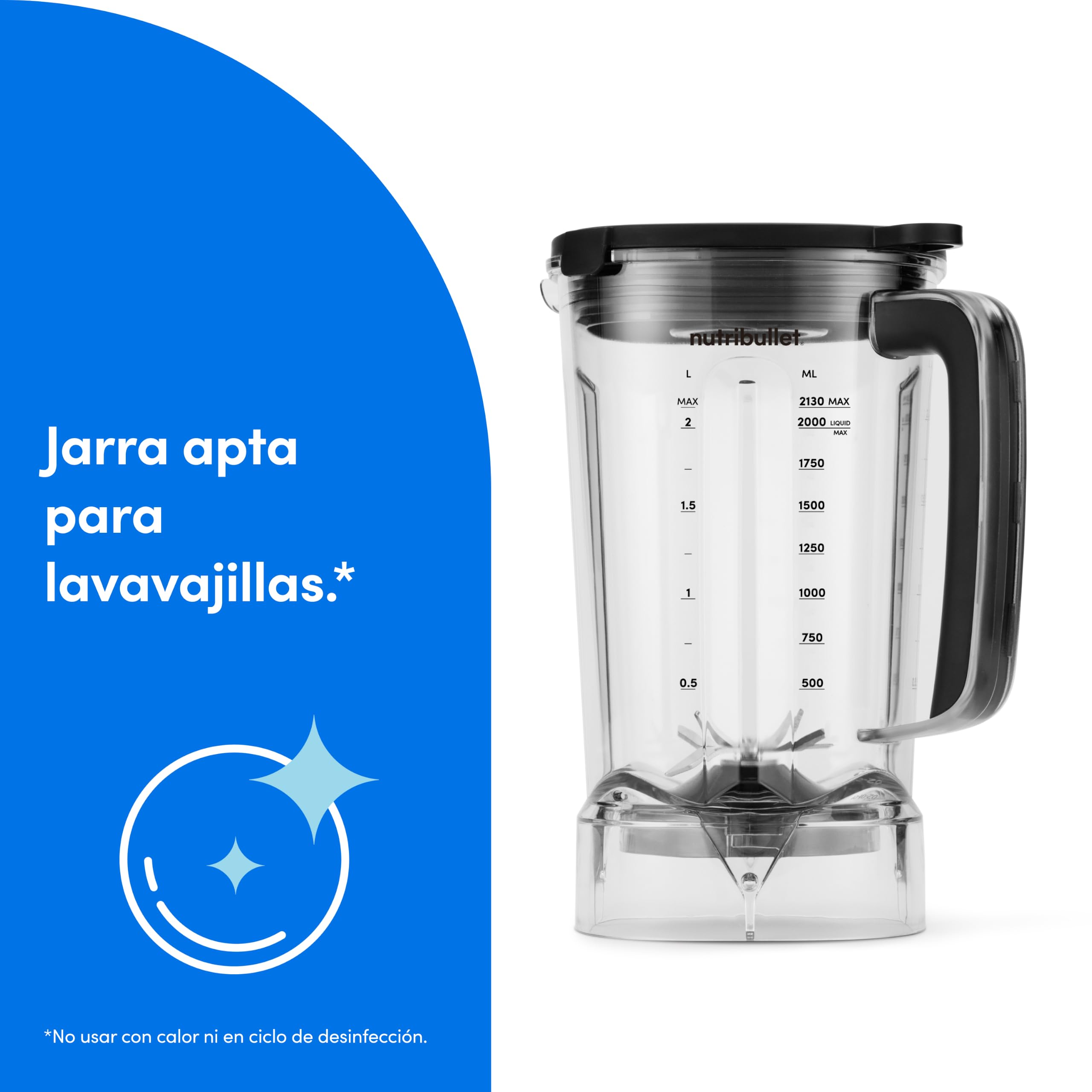 nutribullet Power Core™ Blender – Batidora de Vaso con Jarra XL de 2,1 L, Smoothies y Hielo Picado, 3 Velocidades + Pulse, Programa Smoothie Automático, 1200 W, Negro (NBF430MB)