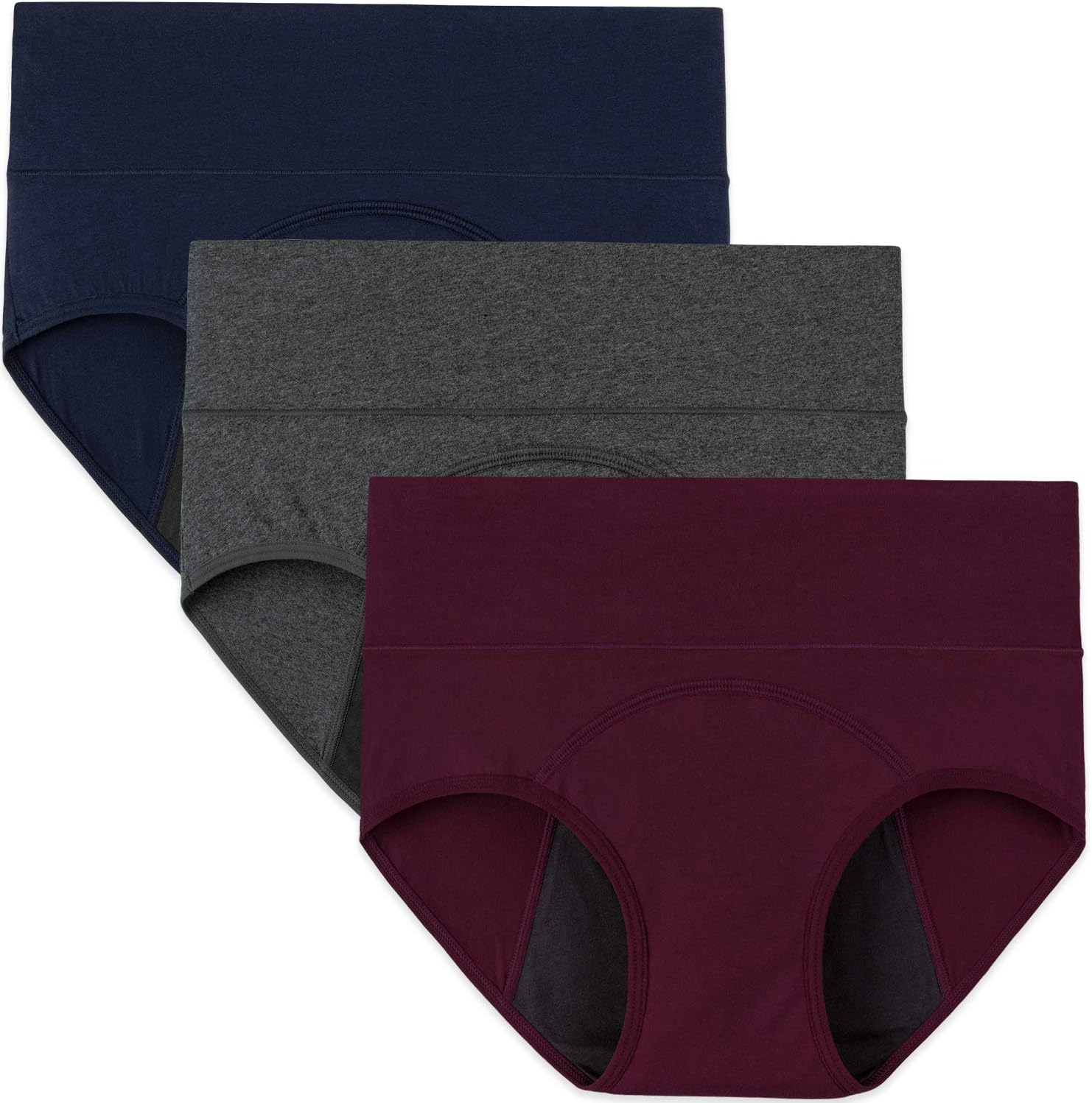INNERSY Period Underwear for Women High Waisted Leak-Proof Postpartum Menstrual Panties 3-Pack