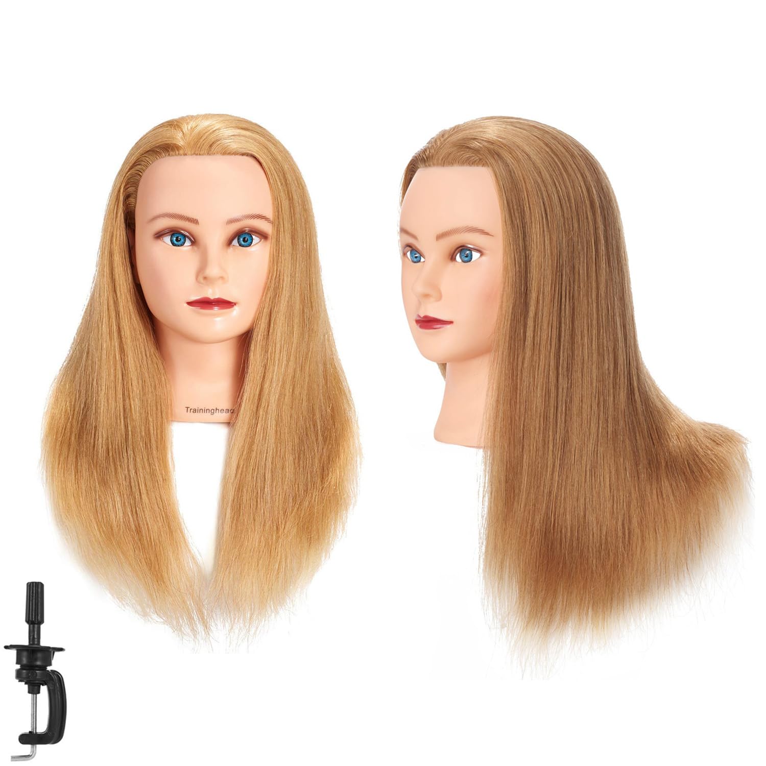 ❇️未使用品❣️練習用　マネキンヘッド ブラウンヘア未使用 クリップ付き　人毛　美容 Amazon.co.jp: 20-22インチ マネキンヘッド 100%人毛 美容師用