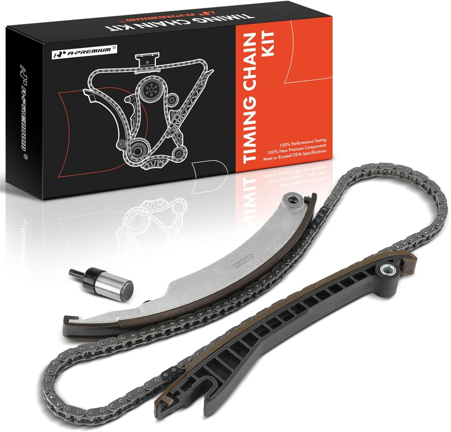 A-Premium Engine Timing Chain Kit W/Tensioner & Guide [fits SOHC, 4Cyl 1.6L] Compatible with Mini Cooper [R50 R53 Series] 2002-2008 [for W10B16A, W11B16A], Replace# 11311485400, 11311485397