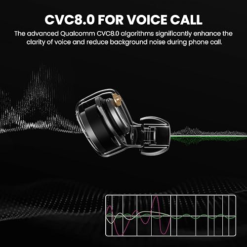 Miniatura 5 de TRANYA Auriculares inalámbricos T6 con audio adaptativo Qualcomm AptX, auriculares Bluetooth CVC 8.0 con reducción de ruido, conexión multipunto,