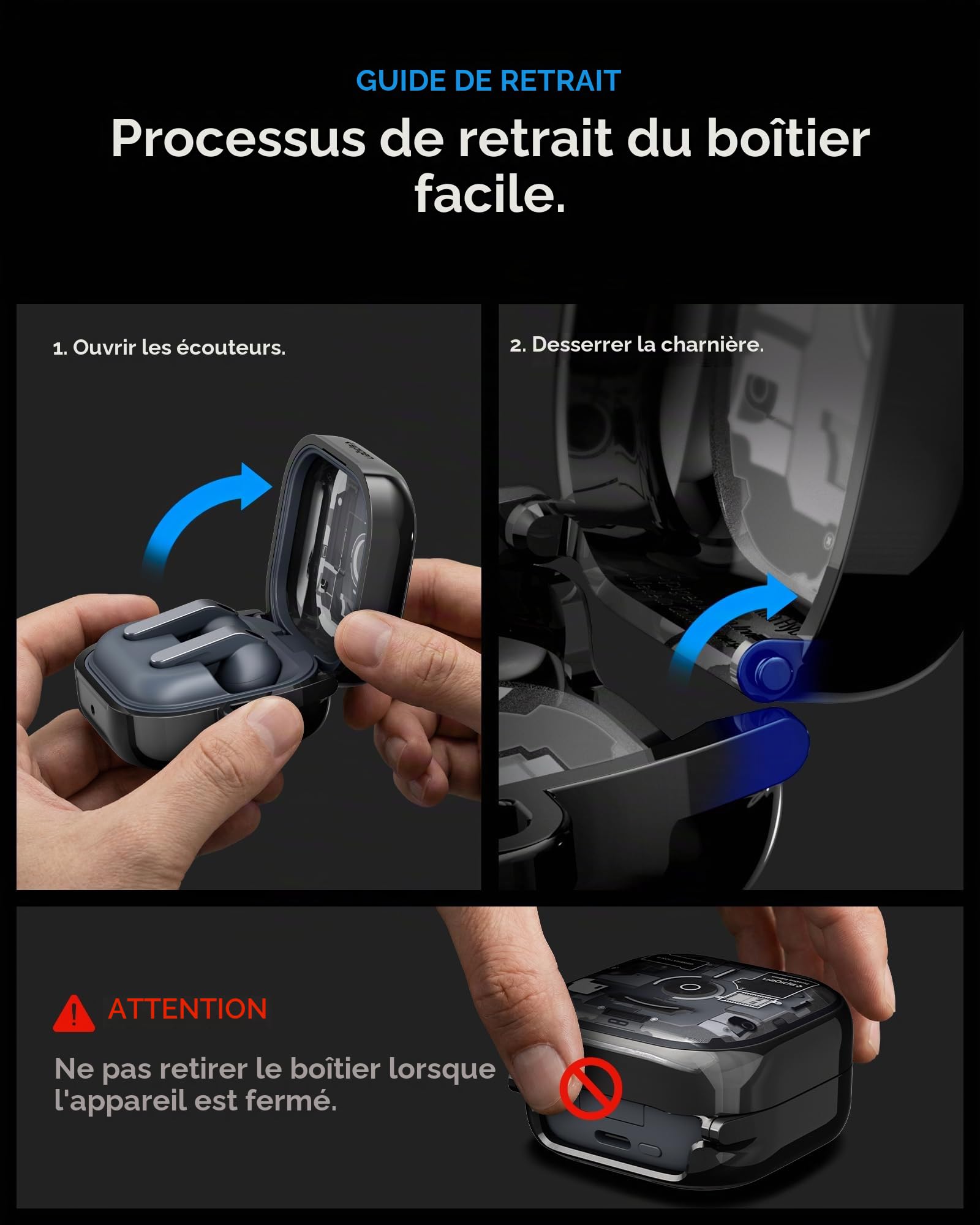 Spigen Ultra Hybrid Coque Compatible avec Samsung Galaxy Buds 4 Pro/Buds 4 (2026) - ZeroOne Noir