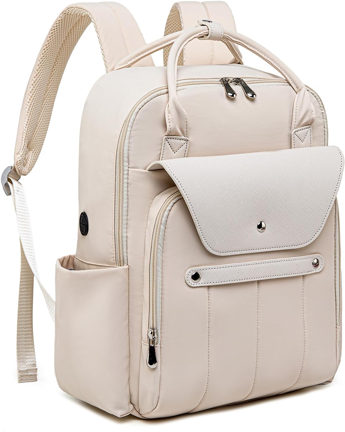 Baby Diaper Bag Backpack with Laptop Compartment 15.6 inch, Baby Essentials Travel Baby Bag Leather Backpack