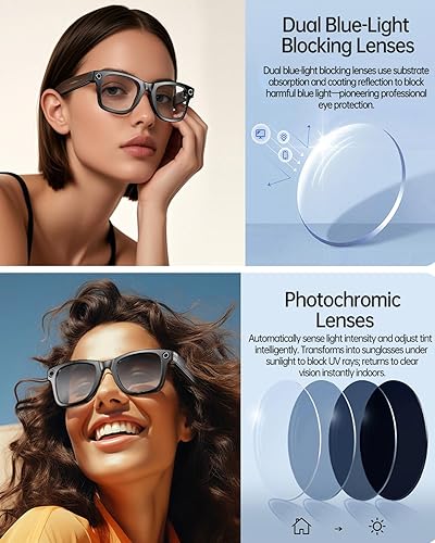 Miniatura 6 de Lentes inteligentes AI con cámara 4K, gafas de cámara HD de 8 MP, 1080P de grabación de audio y video, gafas Bluetooth, asistente de voz, traducción