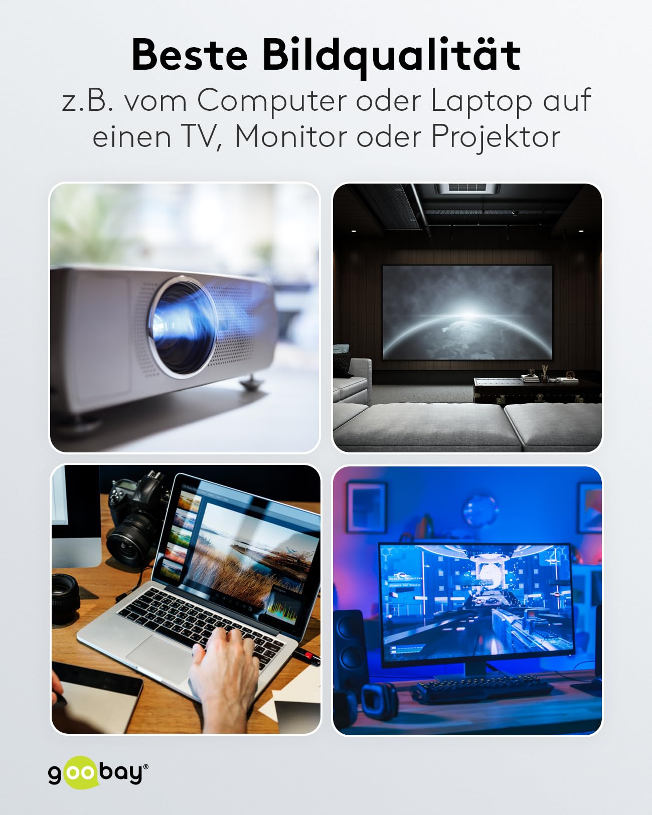 goobay 64848 - Cavo DisplayPort 2.0 a HDMI 2.1 8k @ 60Hz / Cavo di collegamento DP a HDMI/Cavo ad alta velocità 4K @ 144Hz / 5M