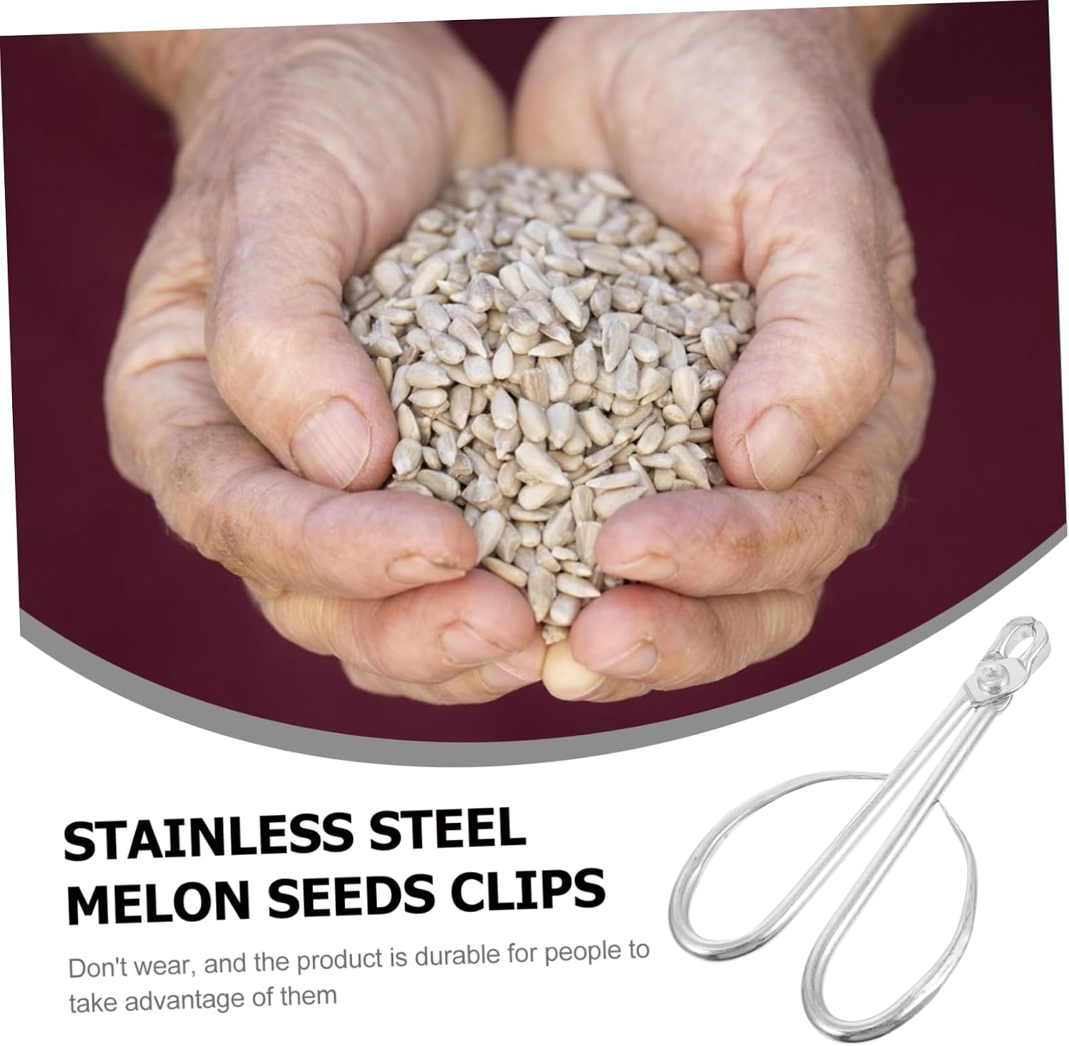 PartyKindom 4pcs Stainless Steel Melon Shellers and Nut Crackers Ergonomic Design Nut Peeling Tools for Sunflower Seeds and Watermelon Clips Practical Kitchen Accessories image 2