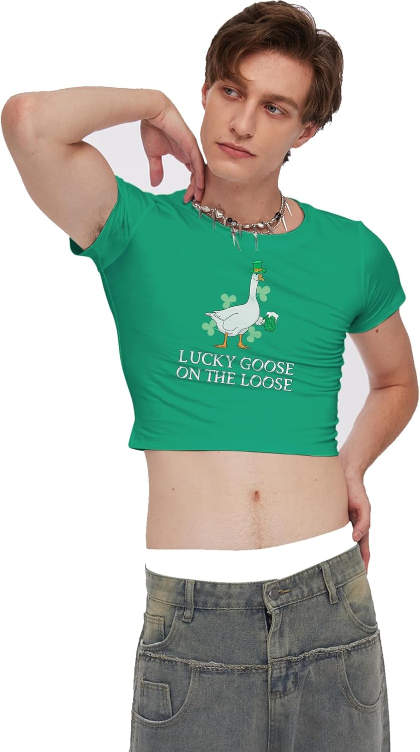 St Patricks Day Y2K Baby Tees Funny Short Sleeve Crew Neck Irish Crop Top Green Going Out Tops for Women - Image 3