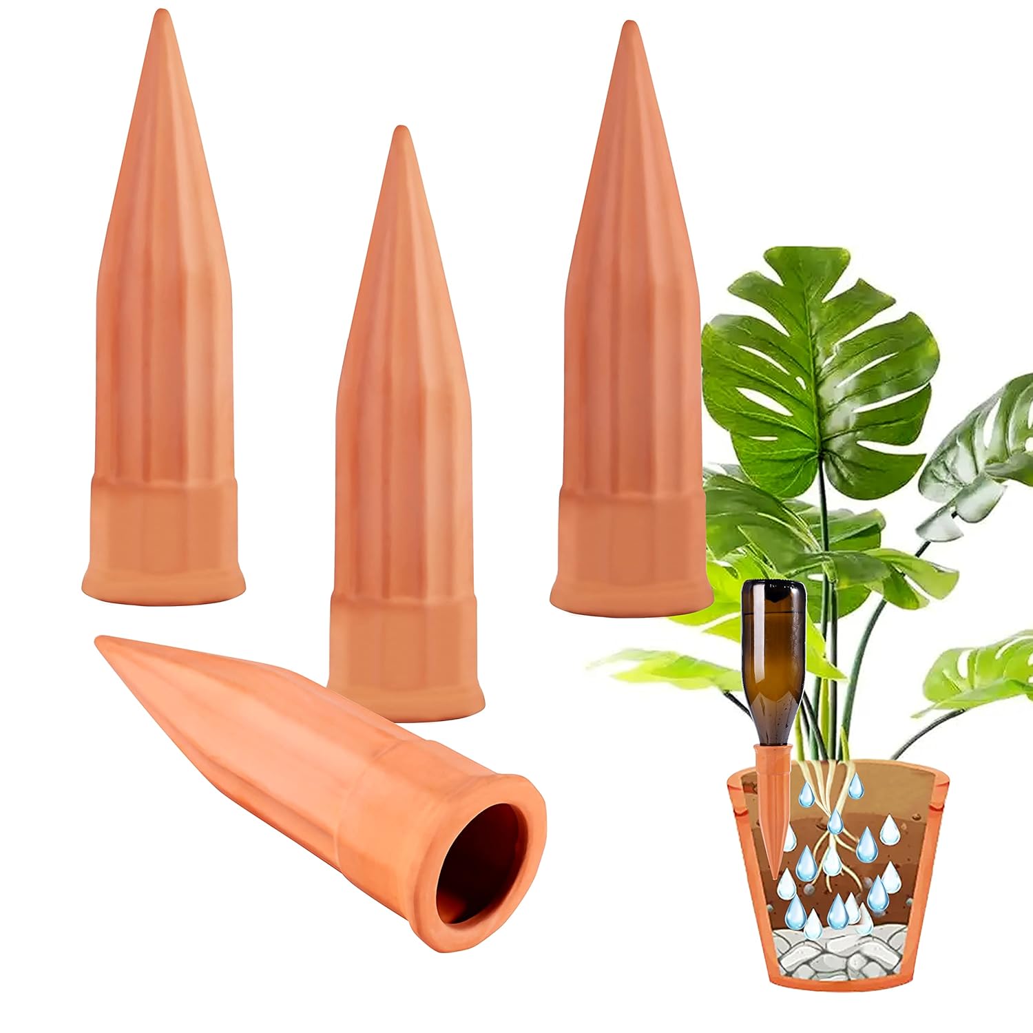 Plants thriving with stakes