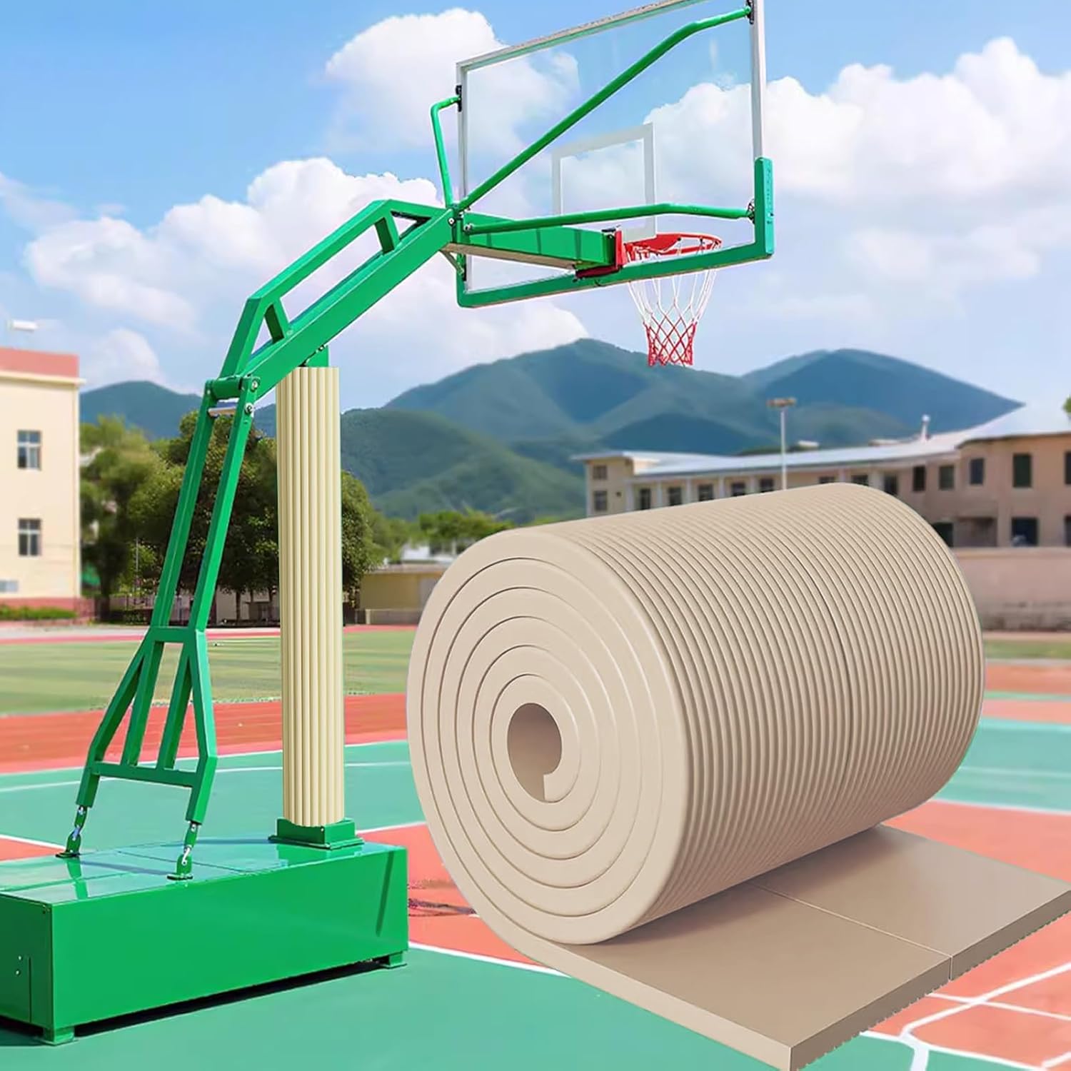 Rolled Basketball Pole Pad for Youth, Garage Pole Padding Wrap Around for Basement/Dancing Poles, 8 in Pole Wrap