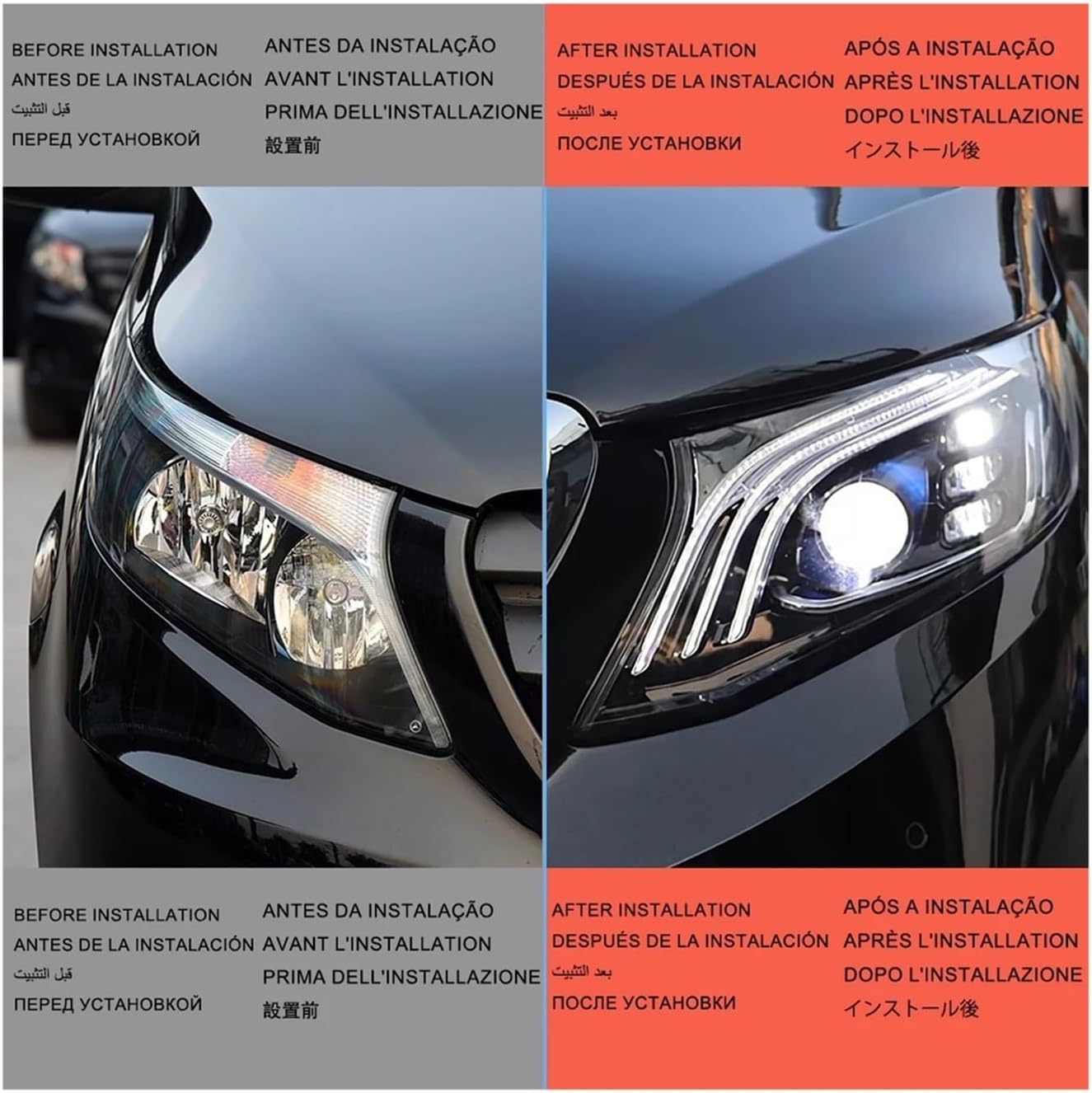 Car Lights Assembly Compatible For Benz Vito W447 2016-2023 V-Class Upgrade Maybach Style LED Auto Headlights Projector Lens Accessories(For L-ED version)