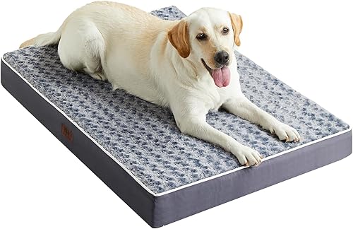 Figopage Cama ortopédica de espuma viscoelástica para perros grandes, cama impermeable para perros, alfombrilla lavable para mascotas con funda