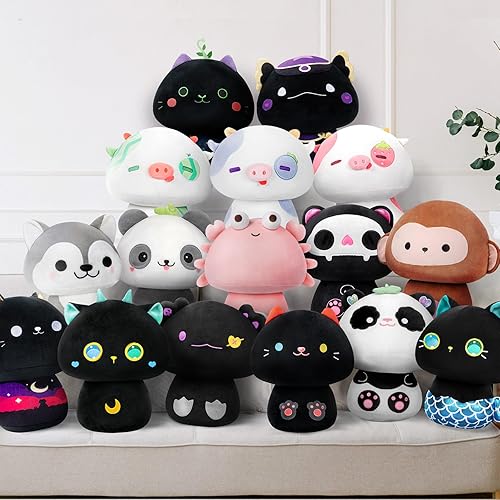 Miniatura 7 de Peluche de hongo de 14 pulgadas, bonita almohada de felpa de cangrejo suave, almohada de peluche de cangrejo rosa kawaii, juguetes de peluche de