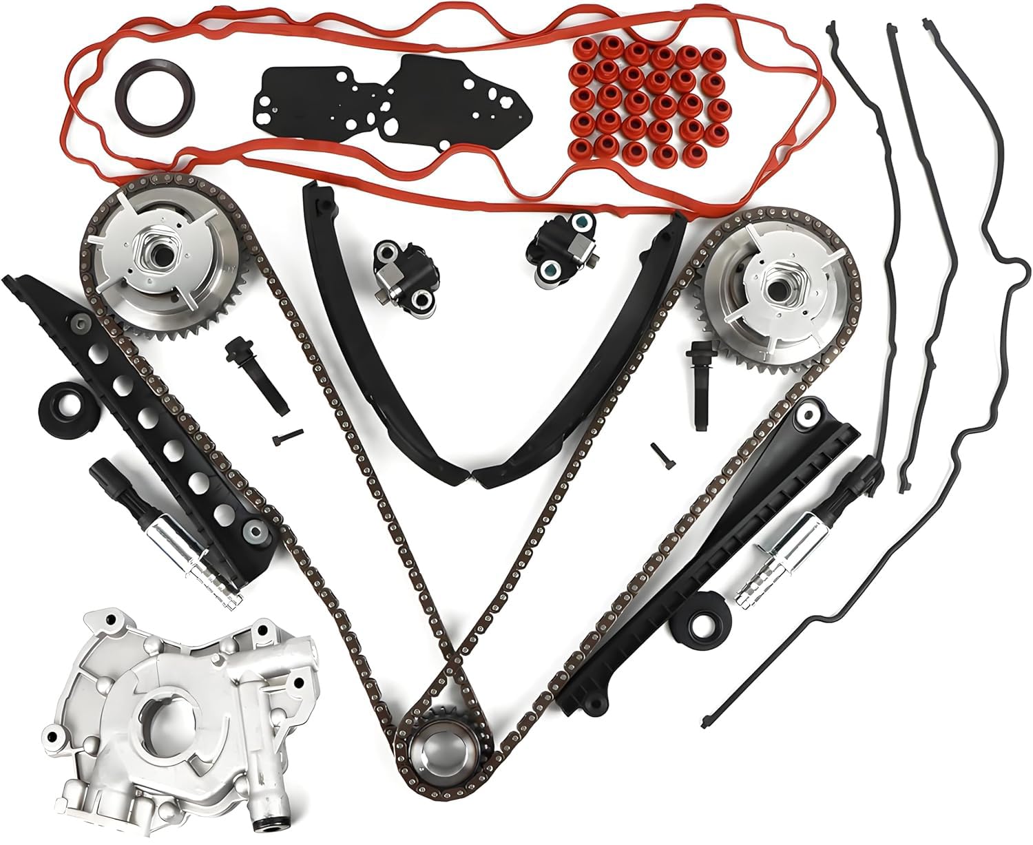 DAYSYORE 5.4L エンジンタイミングチェーンキット - カムフェイザー&VVTバルブとウェットポンプ付き 2005-2008 フォード F150 F250 F350 5.4L V8 2005-2010 リンカーンマーク LT NAVIGATOR 5.4L V8 2用 4バルブエンジン
