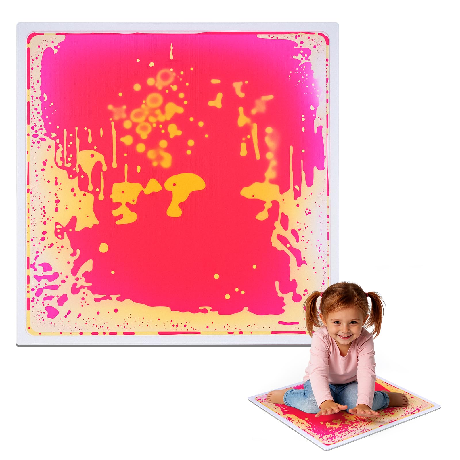 1 juego de baldosas sensoriales líquidas, color rosa y naranja