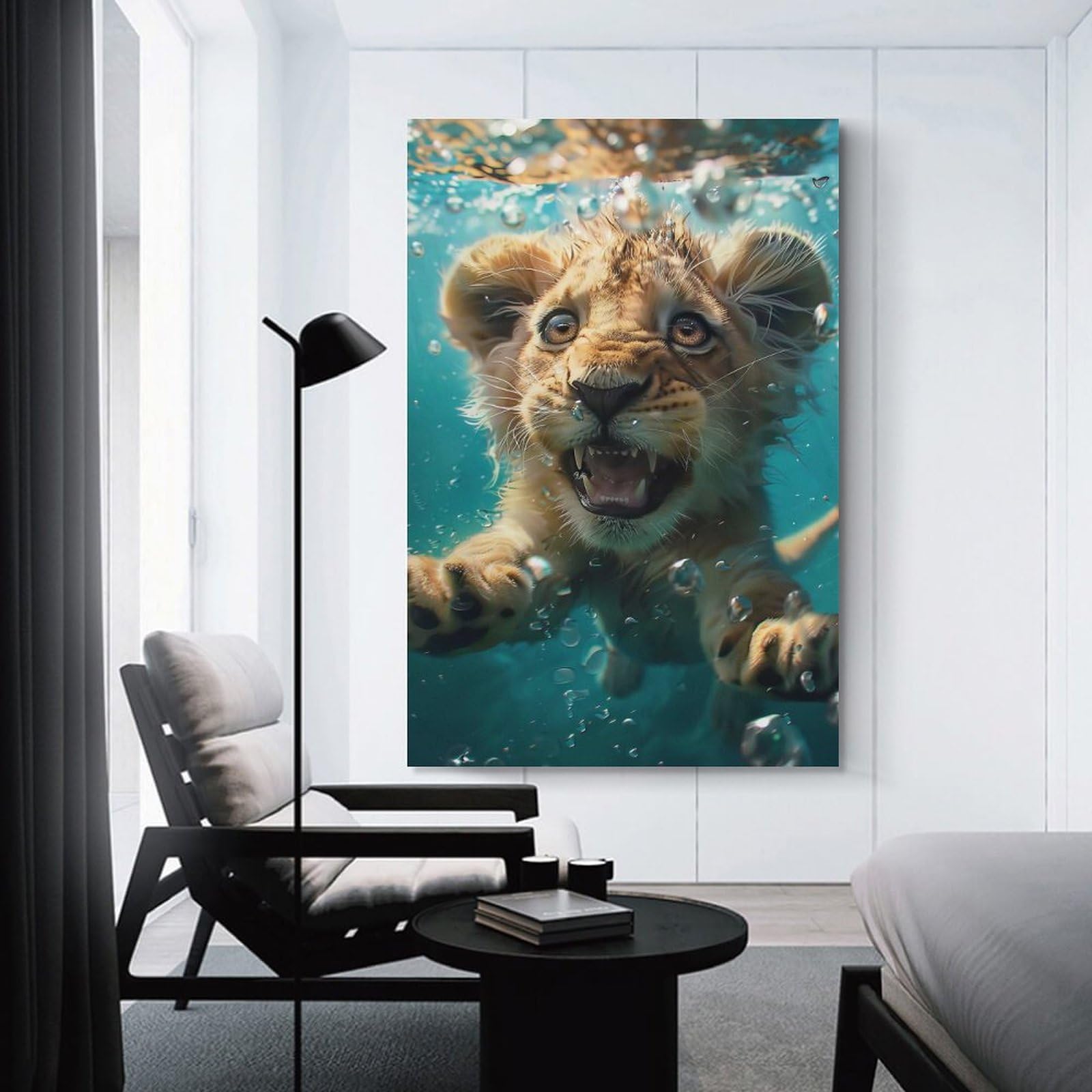 Junmoney Home Decor Wall Art Lion Sea, 08x12inch(20x30cm), for Workspace Walls, Study Corners Or Bedrooms, A Smart Decor Choice for Study Walls
