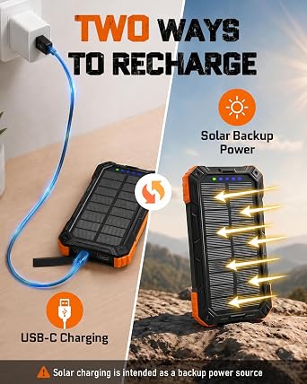Solar Charger Power Bank - 49800mAh QC3.0 Fast Charging Portable Charger