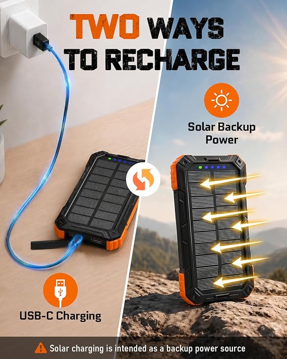 Solar Charger Power Bank - 49800mAh QC3.0 Fast Charging Portable Charger