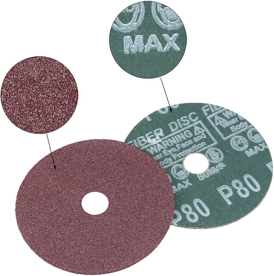 sourcing map 4-Inch x 5/8-Inch Aluminum Oxide Resin Fiber Discs, Center Hole 80 Grit Sanding Grinding Discs, 15 Pack - Image 5
