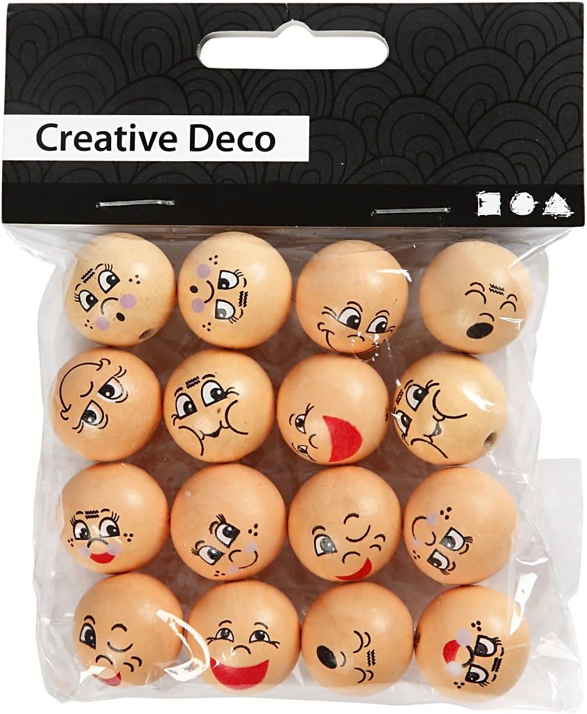 Creativ 57094 Head, D: 20 mm, Wood, 16 assorted, 9 cm x 15.5 cm x 1 cm - Image 3
