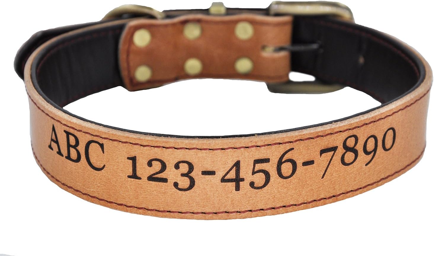 Moonpet Personalized Dog Collar - Custom Engraved ID Soft Padded Genuine Leather Dog Collar - Heavy Duty Strong Adjustable for Small Medium Large X-Large Male Female Dogs Training - L,16.5-21.5''