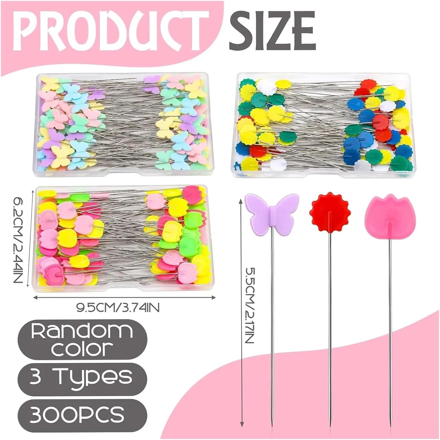 Straight Pins Sewing 4 Boxes of Sewing Needles Flat Head Straight Needle Set Flower Supplies