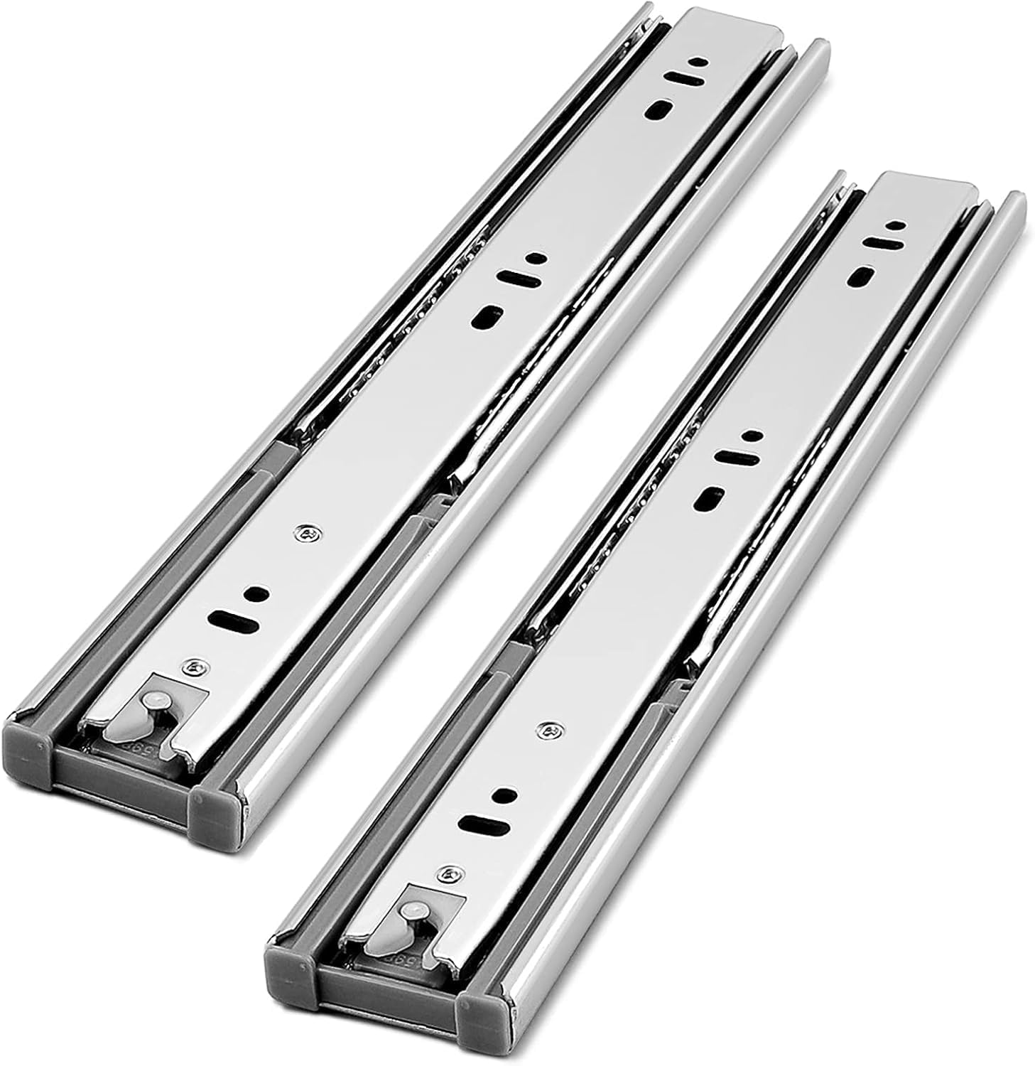 Gobrico Hardware 18 inch Drawer Slides 10 Pair，Soft Close Drawer Slides 3 Fold, Cabinet Drawer Slides Full Extension Drawer Glides, Heavy Duty Hydraulic Self Close Rails, Side Mount Ball Bearing