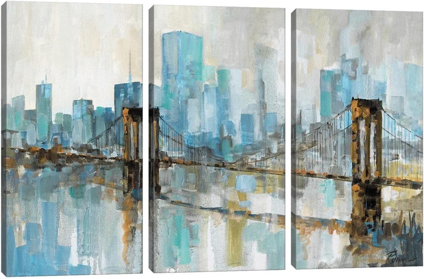 3Panel New York City Canvas Wall Art, New York Skyline