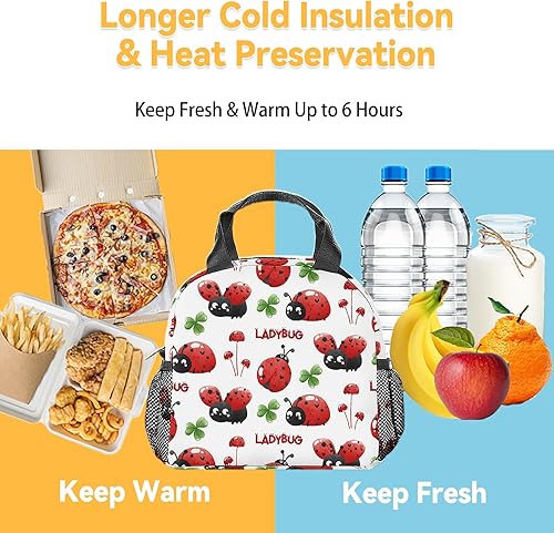 Miniatura 6 de Lonchera con aislamiento para niños, con correa para el hombro, lonchera aislada para niños, color blanco, reutilizable, para la escuela