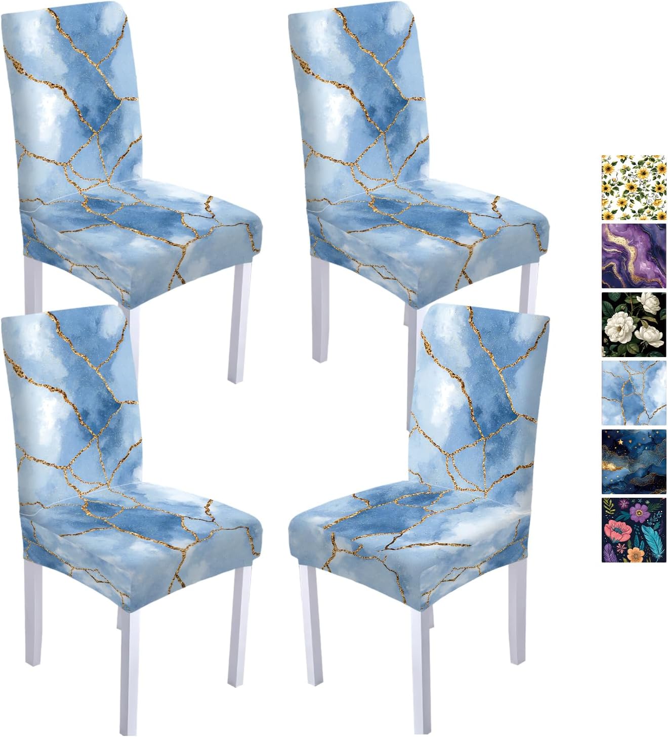 Chair Covers Slipcovers Set of 4, Spandex Super Fit Stretch Removable Washable Anti-dust Chair Seat Cover for Kitchen,Wedding,Party (4, Purple)