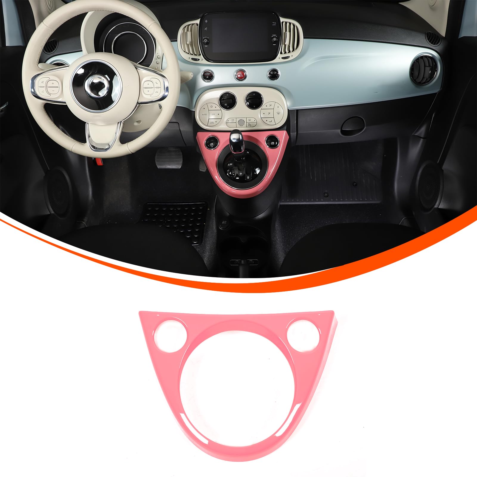 Auto Schaltrahmen verkleidung Panel Cover Geeignet für Fiat 500 2011-2024,Getriebe Shift Panel Rahmen Dekorative für Fiat 500 Zubehör,Auto MitteKonsole Dekoration Panel (Rosa)