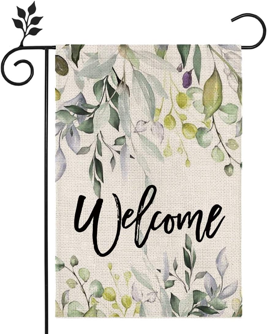 CROWNED BEAUTY Spring Floral Welcome Garden Flag 12×18 Inch Small Vertical Double Sided Seasonal Outside Wedding Décor for Yard Farmhouse CF097-12