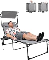 Vista 1 de KingCamp Sillas de descanso Chase acolchadas de gran tamaño, silla de bronceado plegable extra ancha, ajustable, 5 posiciones, 400 libras, tumbona