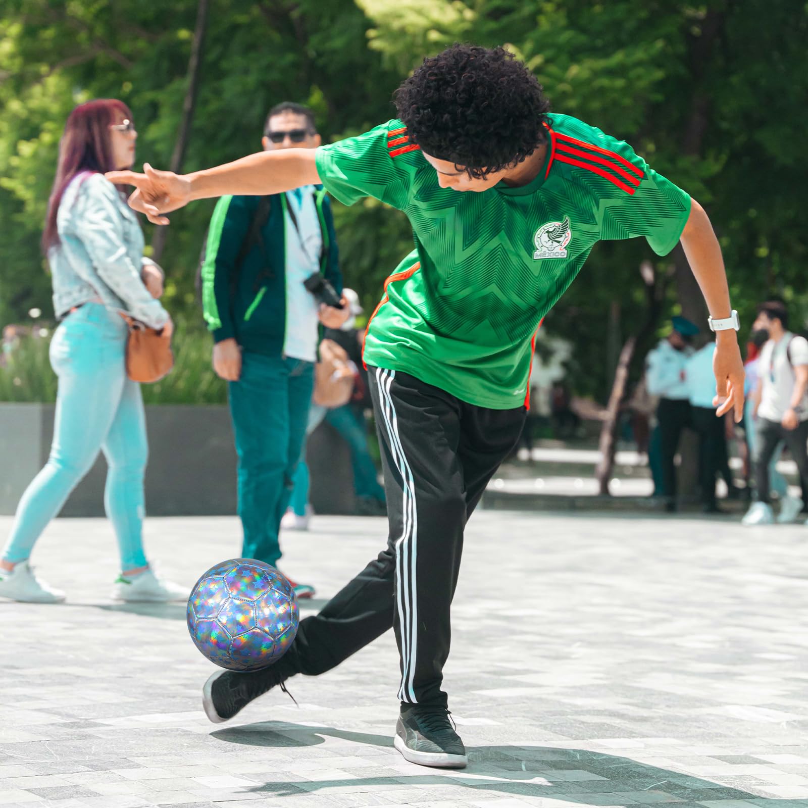 EVZOM Fußball, Größe 4, offizieller Trainingsfußball für drinnen und draußen, silberfarben