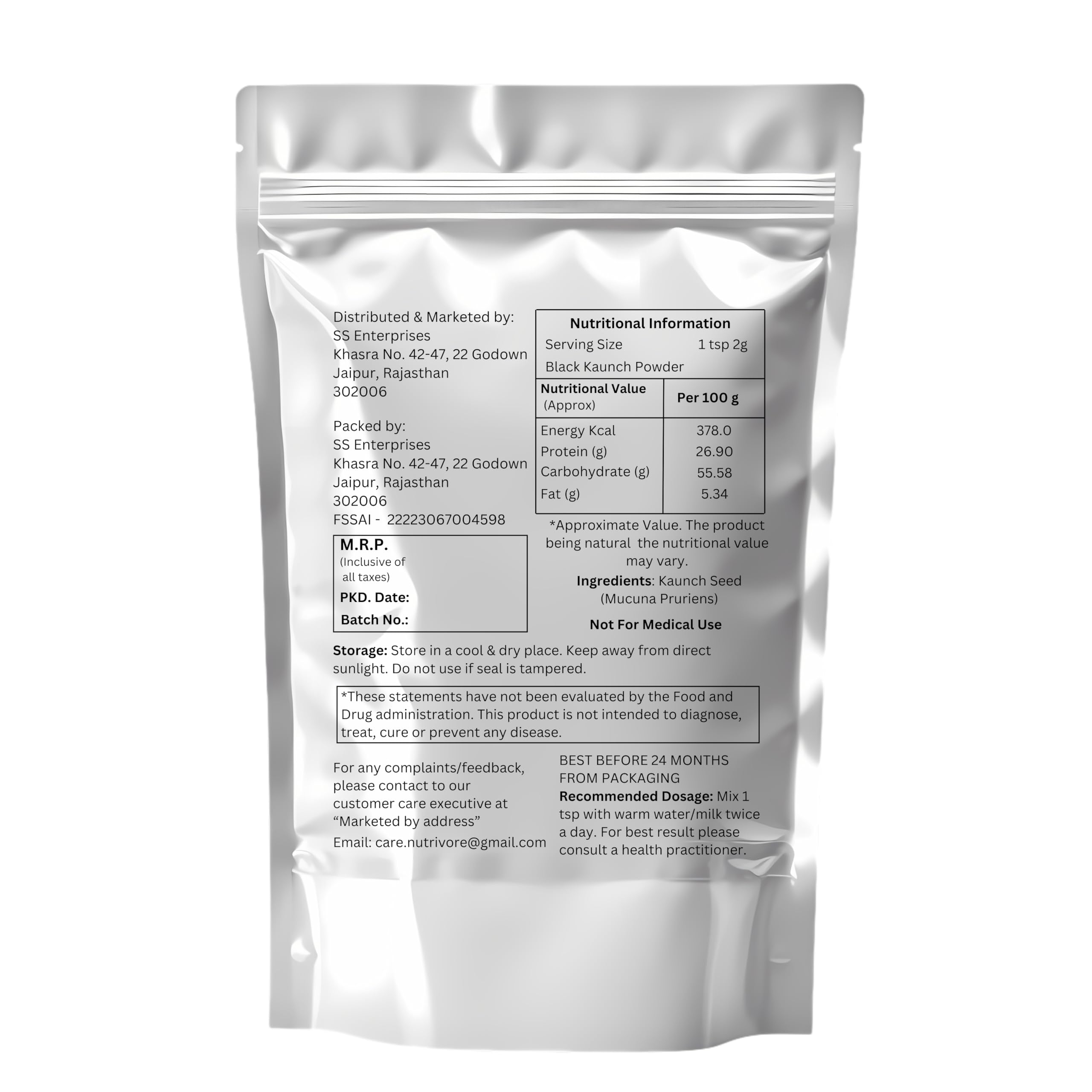 Black Kaunch Beej Powder, Konch Seed, Alkushi (200 Grams), Kala Koch ke Beej, Kauch, Mucuna Pruriens, Velvet Beans, Kapikachhu, Cowitch, Cowhage — Amazon image 2