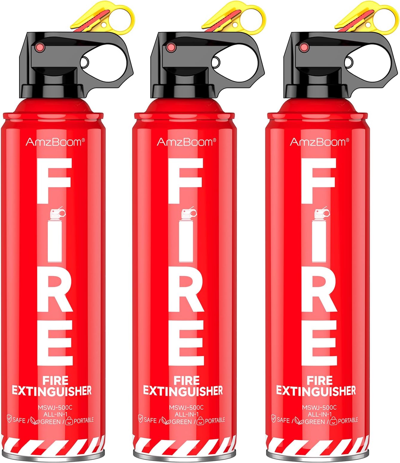 AmzBoom Fire Extinguisher for Home, Car, Kitchen, and Boat 3-Pack, Portable Extinguishing Aerosol Spray Compact A, B, C, K – Includes Mounting Brackets for Easy Access.